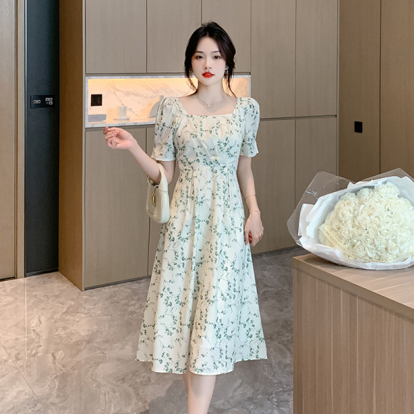 RM11147#雪纺碎花连衣裙夏季法式收腰显瘦温柔风气质惊艳奶甜长裙子