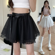批发实拍芭蕾少女高级感网纱丝带蓬蓬裙2025春夏简约<b class='q'>半身裙</b>内衬百褶裙