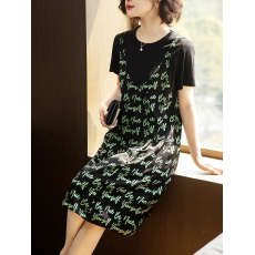 批发限价+12+小视频 2026夏季新款假两件连衣裙女拼接气质<b class='q'>T</b><b class='q'>恤</b>印花裙子