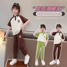 批发女<b class='q'>童</b><b class='q'>夏季</b><b class='q'>套装</b>2025新款洋气运动<b class='q'>大</b><b class='q'>童</b>女装夏款儿<b class='q'>童</b>网红短袖t恤夏装