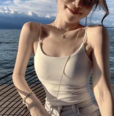 白色小吊带背心女外穿夏带胸垫美背文胸一体内衣内搭打底瑜伽上衣