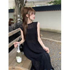批发实拍实价 怦然心动~夏日后背开叉镂空叠穿氛围感针织<b class='q'>背心</b>裙