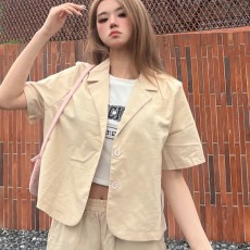 2023实拍 夏装新款大码女装小西装短款外套小个子设计感西服上衣