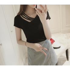 批发<b class='q'>外贸</b>原版新款夏季韩版女式ins学生V领修身上衣