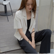 批发夏装大码女装小西装短款外套小个子设计感西服上衣M-4XL200斤