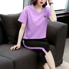 批发运动套装女夏季新款<b class='q'>大码</b>胖mm200斤时尚中年妈妈休闲<b class='q'>运动服</b>两件套