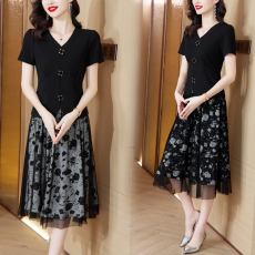 批发奢姿2026年夏装新款大码女装小香风短袖胖妹妹碎花裙时尚两件套