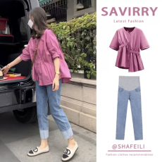 批发<b class='q'>孕妇装</b>夏季新品不规则衬衫<b class='q'>宽松</b>大码<b class='q'>孕妇</b><b class='q'>上衣</b>