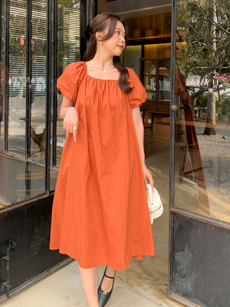 RM15705#夏季时尚设计感小众方领a字连衣裙