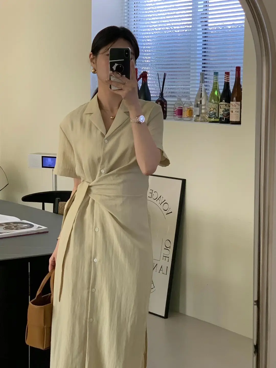 프렌치 레트로 스타일 쇼트스리브 원피스 상세 이미지 9