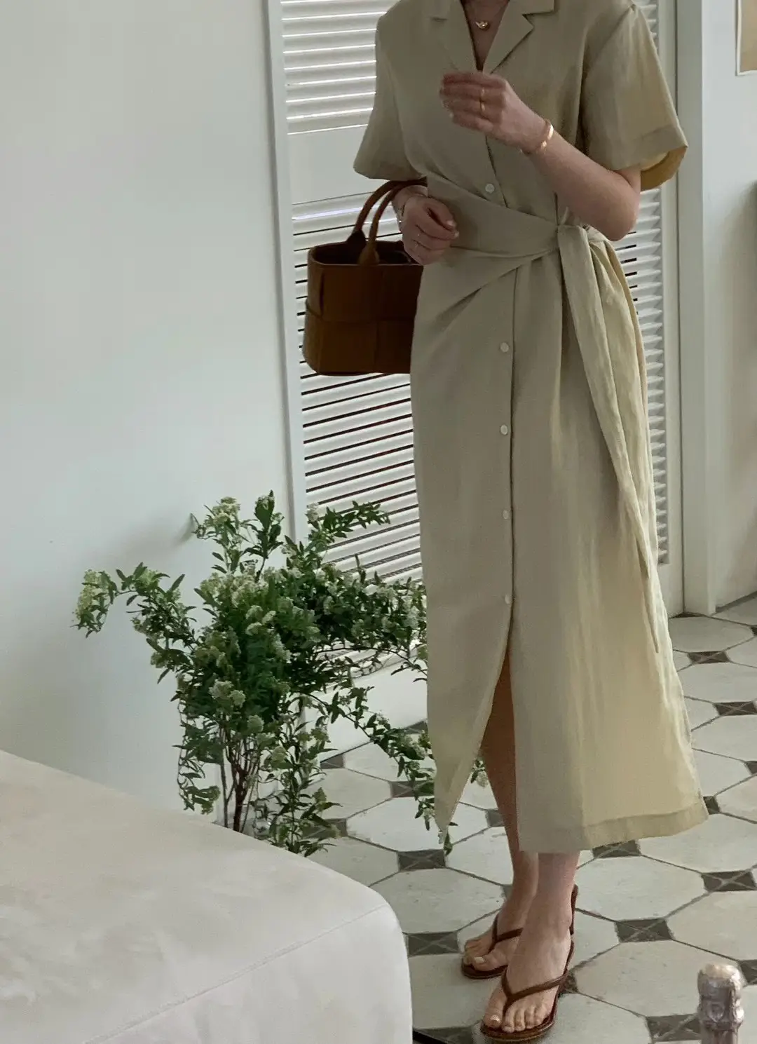 프렌치 레트로 스타일 쇼트스리브 원피스 상세 이미지 11