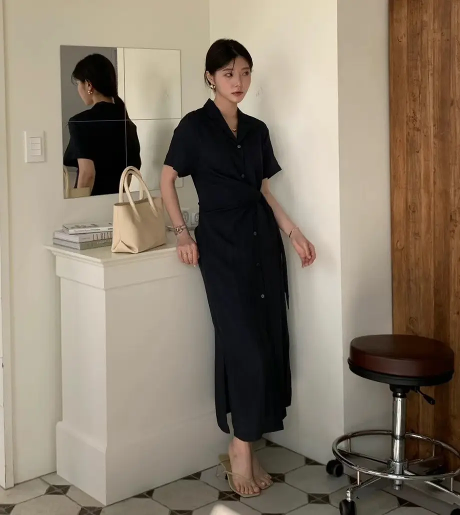 프렌치 레트로 스타일 쇼트스리브 원피스 상세 이미지 12