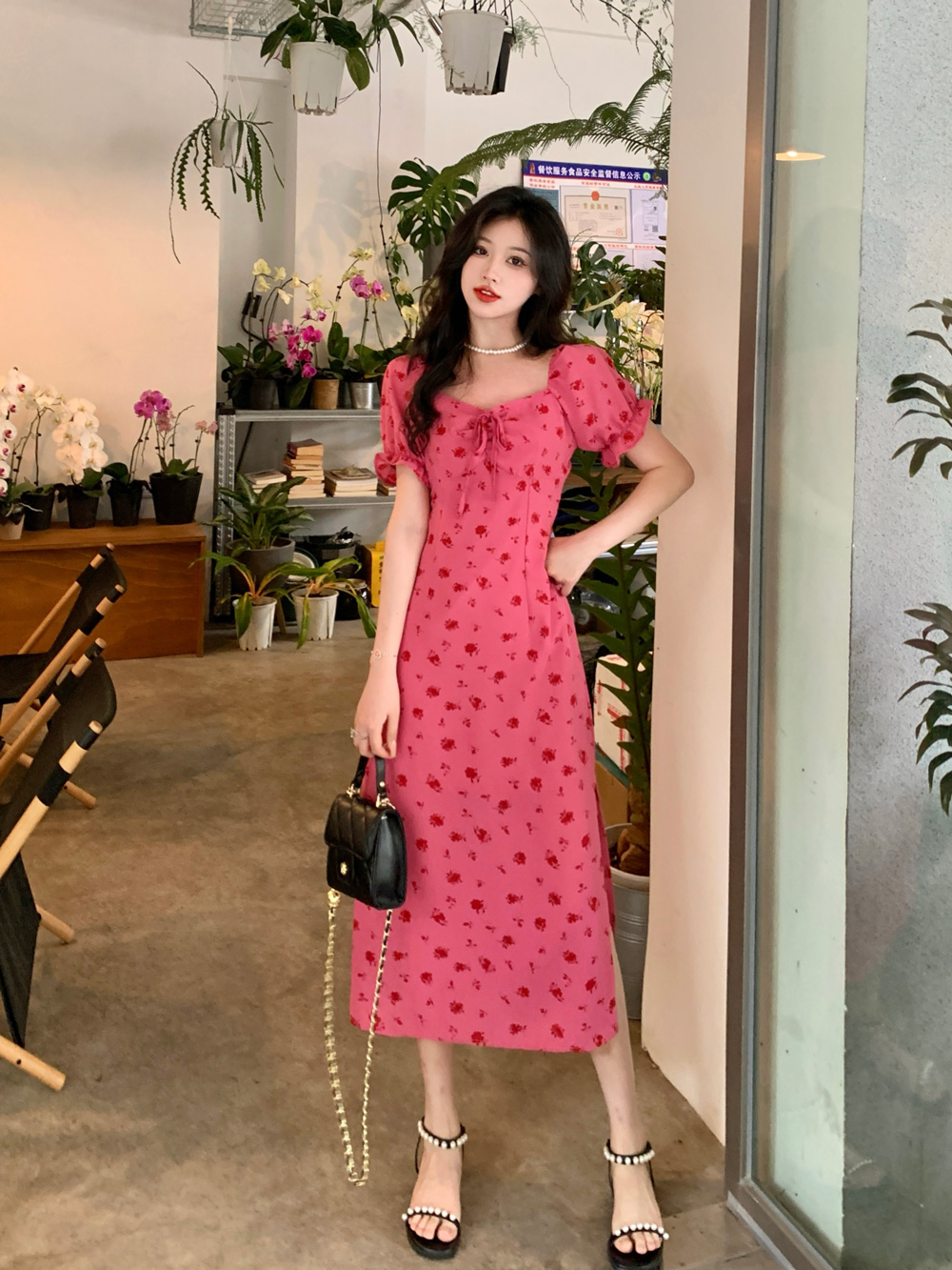 MY5005# 大码女装梅子味的夏天碎花长款连衣裙女胖MM收腰显瘦长裙女裝貨源服裝批發