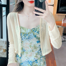 批发已出货 2026春夏实拍大码 新款镂空纽扣针织开衫修身<b class='q'>防晒</b>衫小<b class='q'>外套</b>