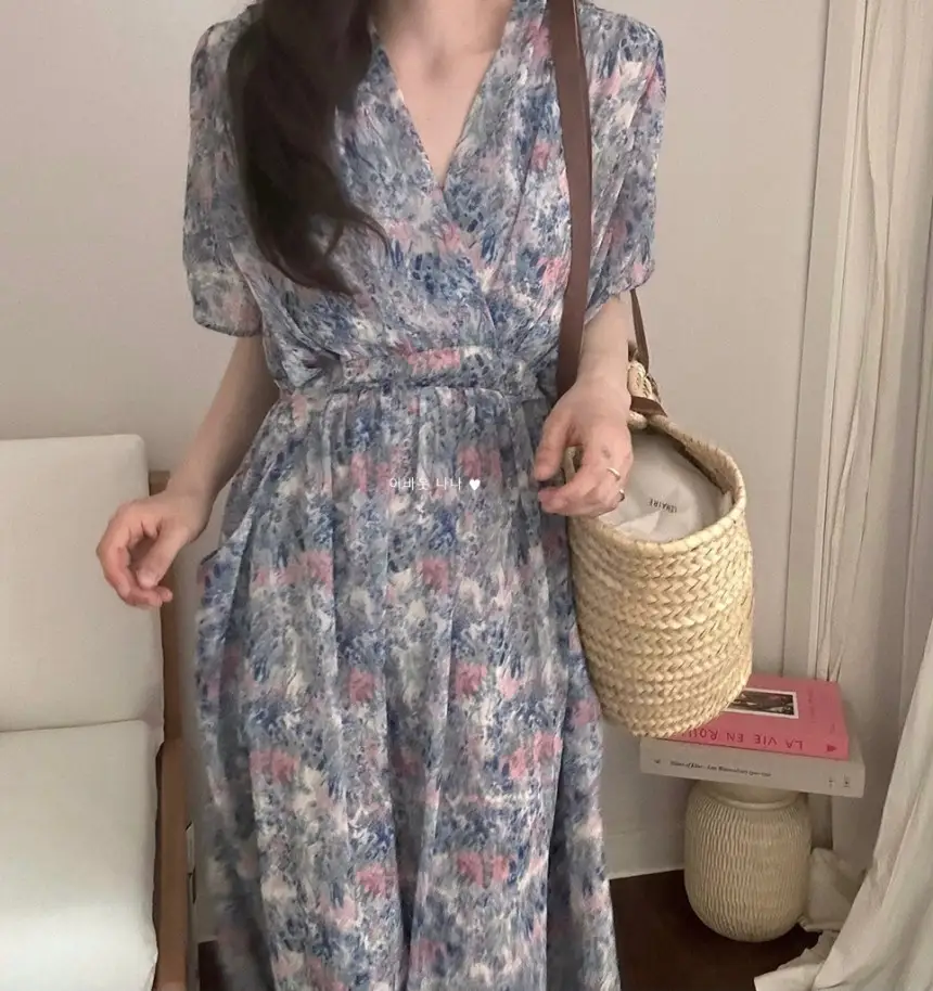 플라워 란스 블라우스 원피스 상세 이미지 4