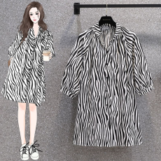 批发实拍新款休闲宽松胖妹妹后背抽褶<b class='q'>连衣裙</b>廓形a字中长裙M-4XL200斤