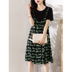 批发限价+12+小视频 2026夏季新款假两件连衣裙女拼接气质<b class='q'>T</b><b class='q'>恤</b>印花裙子