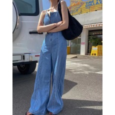 批发有货 韩国东大门抹胸牛仔<b class='q'>连体裤</b>2023年夏季薄款吊带宽松阔腿裤