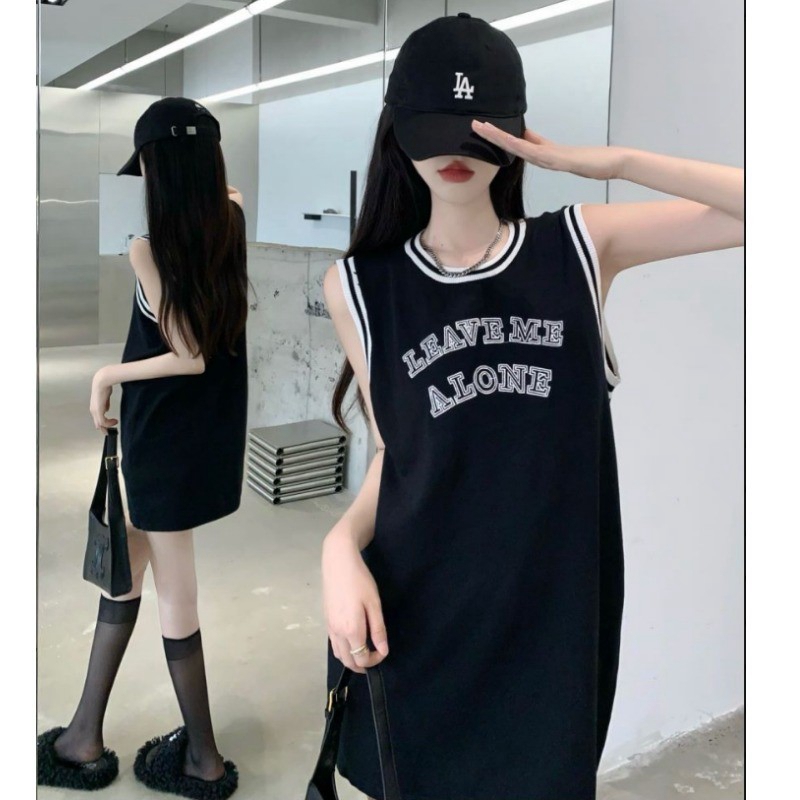 Official photo 6535 stretch cotton summer sweet and cool retro American basketball sports vest for women loose and thin