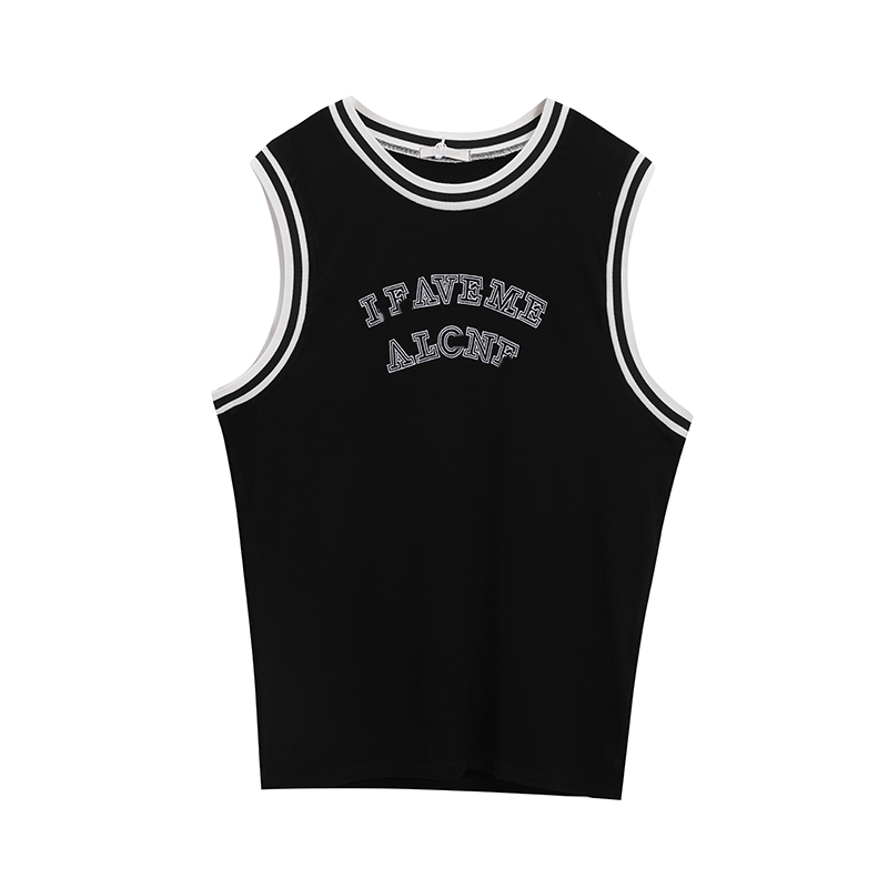 Official photo 6535 stretch cotton summer sweet and cool retro American basketball sports vest for women loose and thin