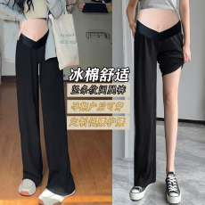 批发秋夏低腰莫代尔<b class='q'>孕妇</b><b class='q'>阔腿裤</b> 条纹显瘦冰棉<b class='q'>孕妇</b><b class='q'>阔腿裤</b>冰感V腰拖地裤