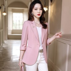 批发粉色小<b class='q'>西装外套</b>女夏季2026七分袖时尚休闲小香风气质上衣薄款西服
