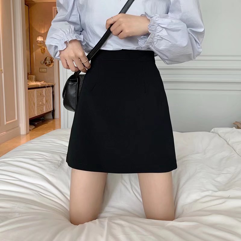Plus size fat mm early autumn new Korean style basic skirt A-line high waist student versatile skirt