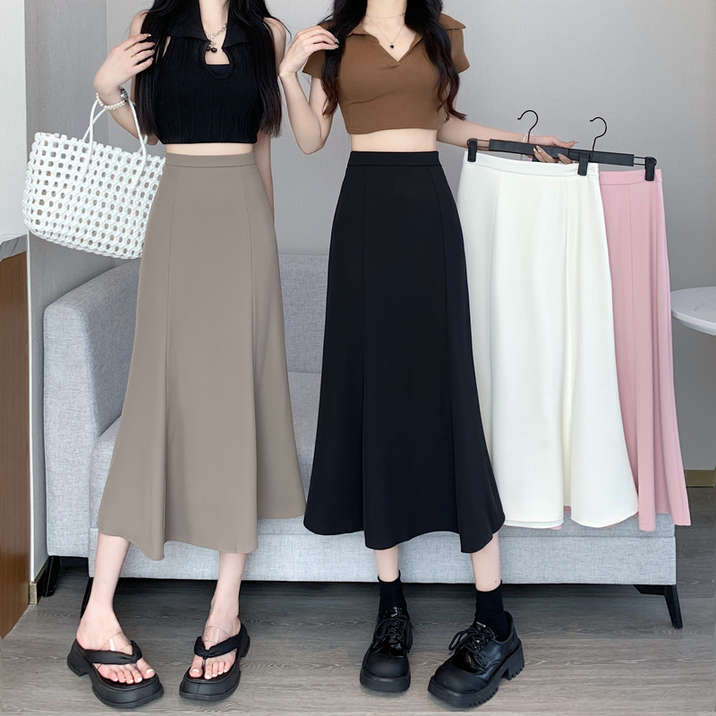 Real shot, real price, ready stock 2024 summer skirt, slim fit mid-length skirt, Korean version