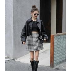 批发黑色皮衣女2023春季新款个性美式复古短外套