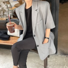 批发有货 夏季薄款网红时尚气质中长款休闲短袖<b class='q'>西装外套</b>女