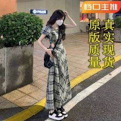 High-end dress with elegant temperament for summer women slimming niche design pear-shaped body A-line leaking waist