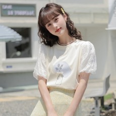 批发文艺小清新百搭夏季新款短袖学生女时尚<b class='q'>衣服</b>ins