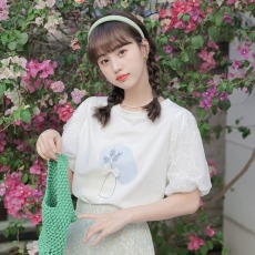 批发文艺小清新百搭夏季新款短袖学生女时尚<b class='q'>衣服</b>ins