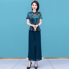 旗袍香云纱套装女2023新款夏季高端品牌时尚洋气质妈妈职业两件套