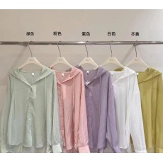 批发韩版夏季新款连帽<b class='q'>防晒衣</b>女时尚百搭宽松时尚外套女衬衫