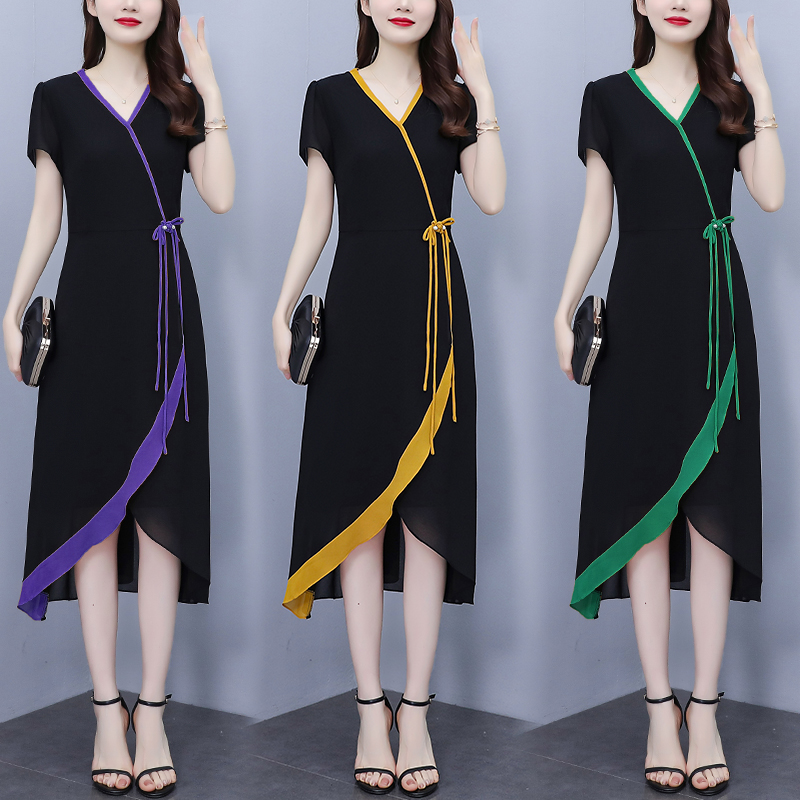 RY913# 实拍大码女装2026夏季新款国风显瘦系带荷叶边优雅a版连衣裙...