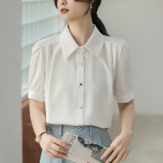 批发夏季新款短袖<b class='q'>衬衫</b><b class='q'>女</b><b class='q'>职业</b>白色<b class='q'>衬衣</b>面试正装工作服宽松百搭雪纺上<b class='q'>衣</b>