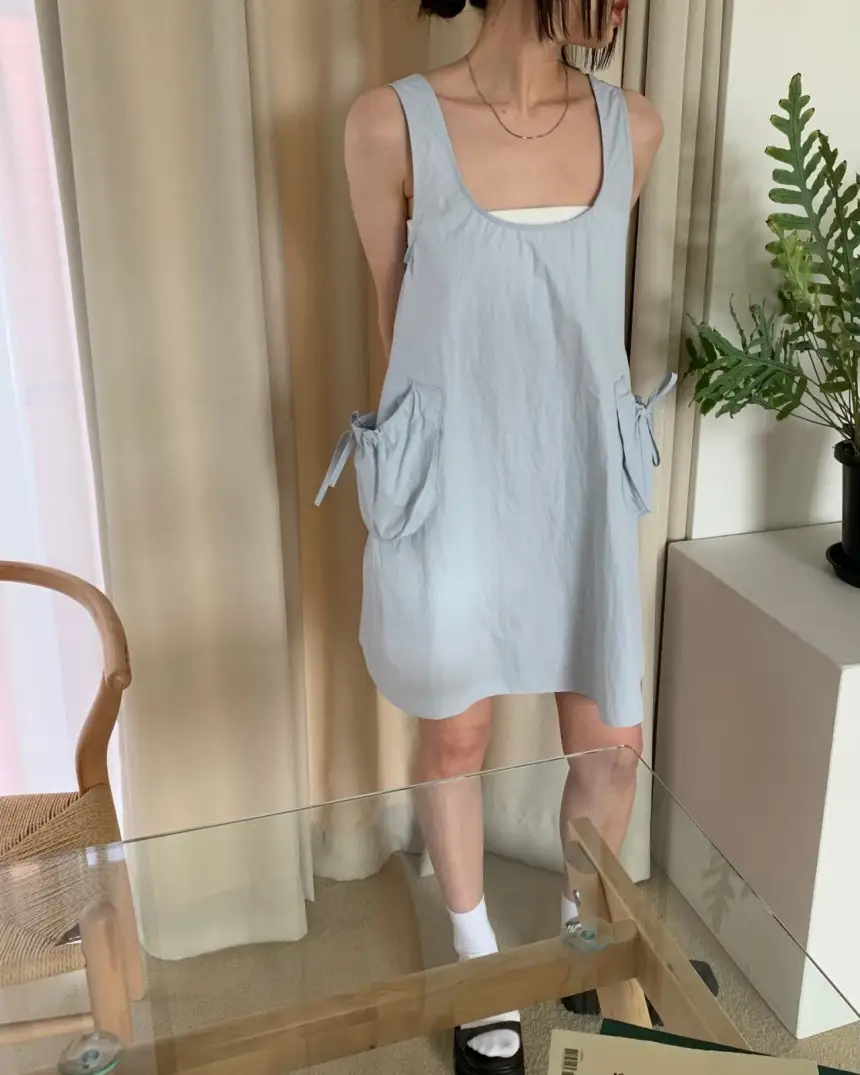 민소매 A라인 원피스 상세 이미지 3
