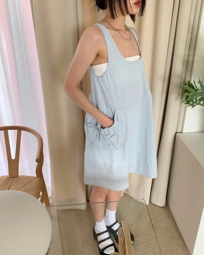 민소매 A라인 원피스 상세 이미지 4