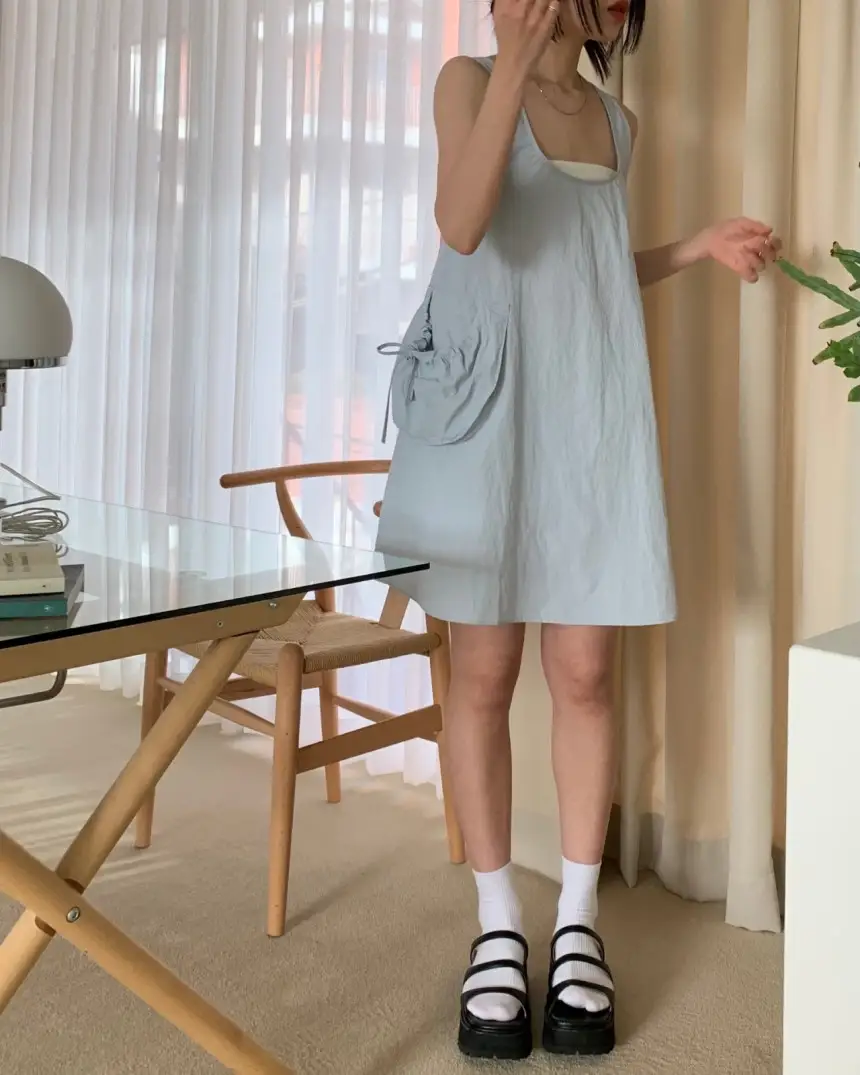 민소매 A라인 원피스 상세 이미지 5