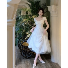 批发实价实拍 法式茶歇收腰a字高级感小众设计感仙女网纱裙连衣裙