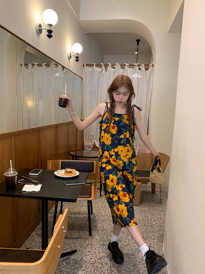 Real shots and real prices~Cool style summer flower suspender dress for women