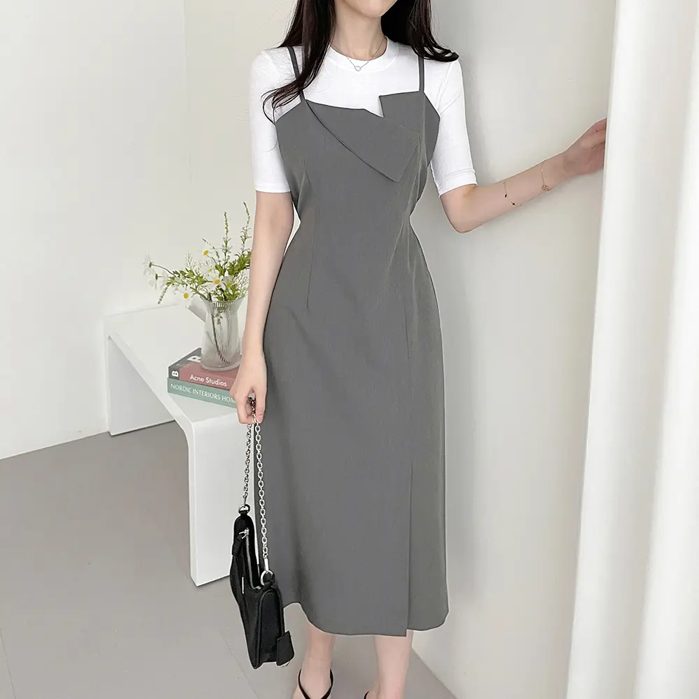 프렌치 스타일 슬리브리스 원피스 상세 이미지 1