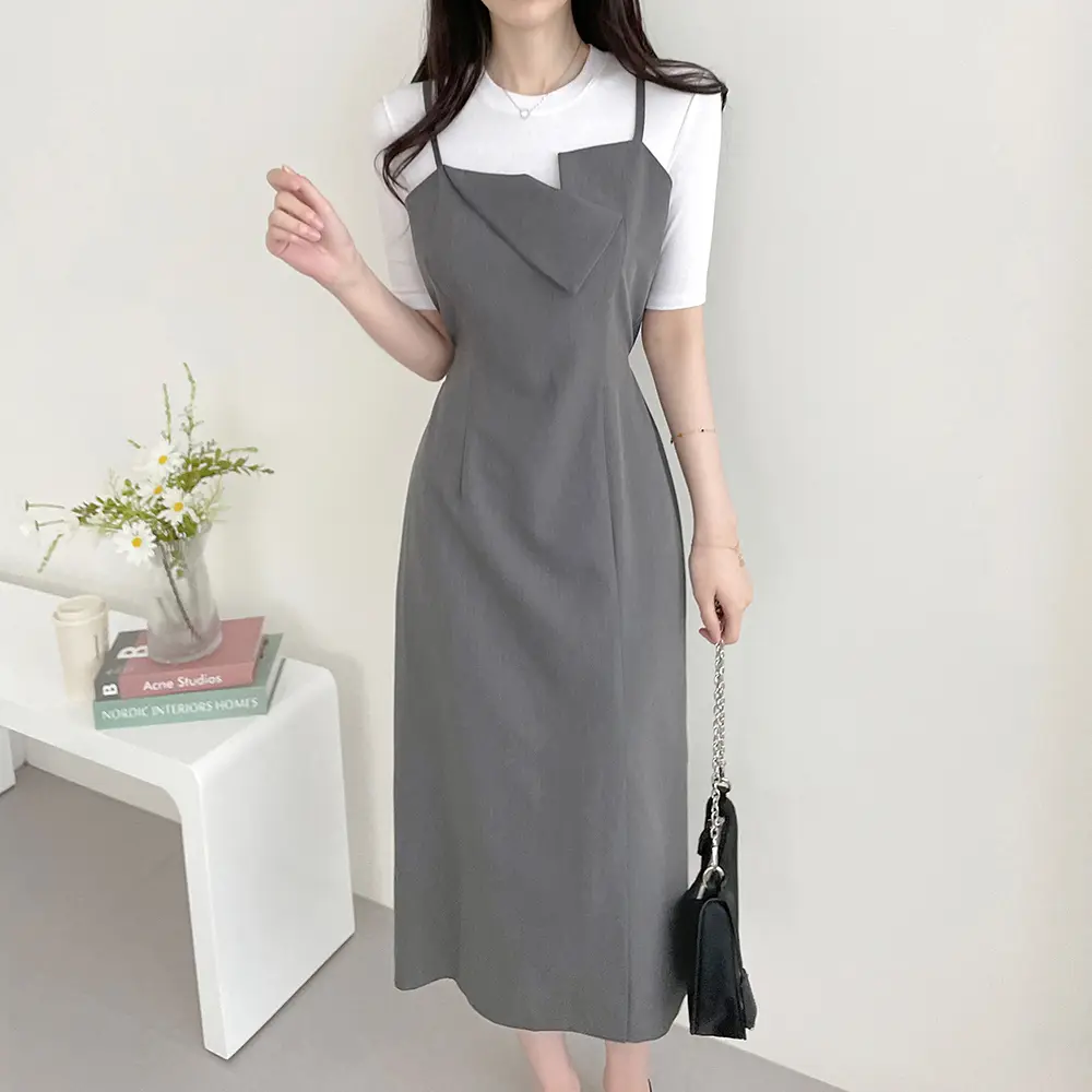 프렌치 스타일 슬리브리스 원피스 상세 이미지 2