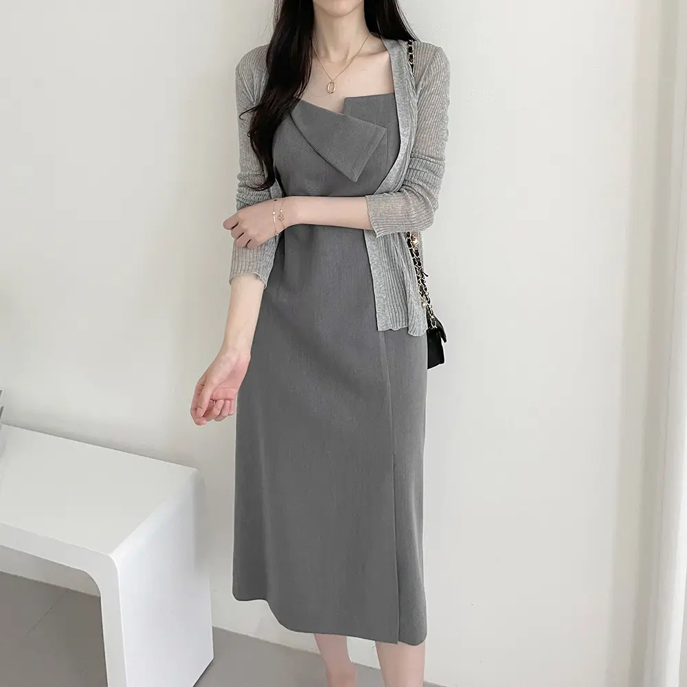 프렌치 스타일 슬리브리스 원피스 상세 이미지 19