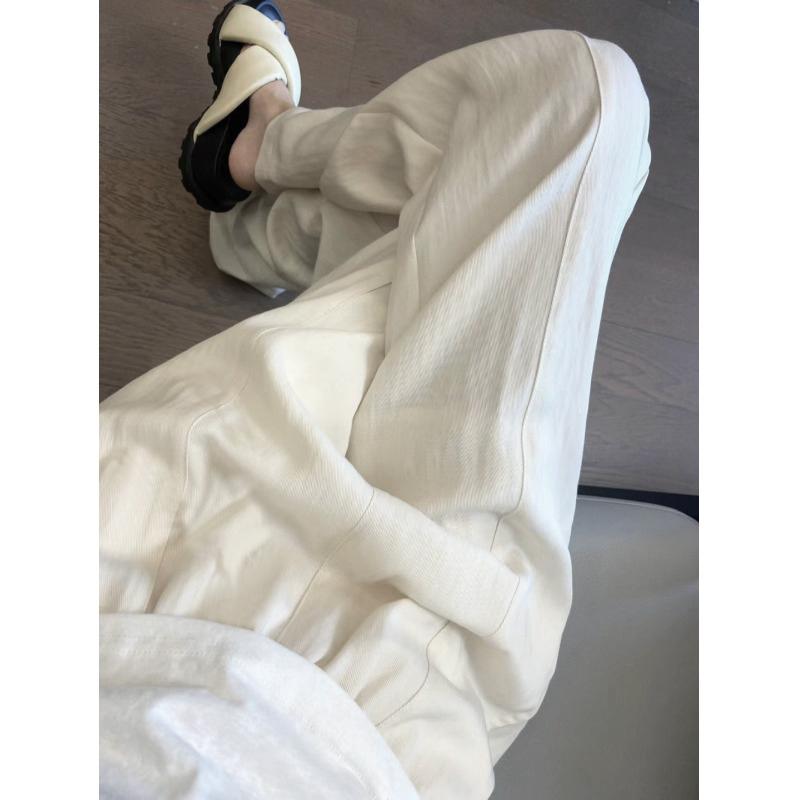 임산부 바지 루즈핏 빅 사이즈 캐주얼 바지 여름 주간 실크 면 린넨 와이드 레그 팬츠 하이웨이스트 도루 센스 바닥 청소 바지