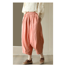 批发2026夏季新款复古休闲裤女松紧腰显瘦<b class='q'>哈伦裤</b>文艺宽松萝卜七分裤