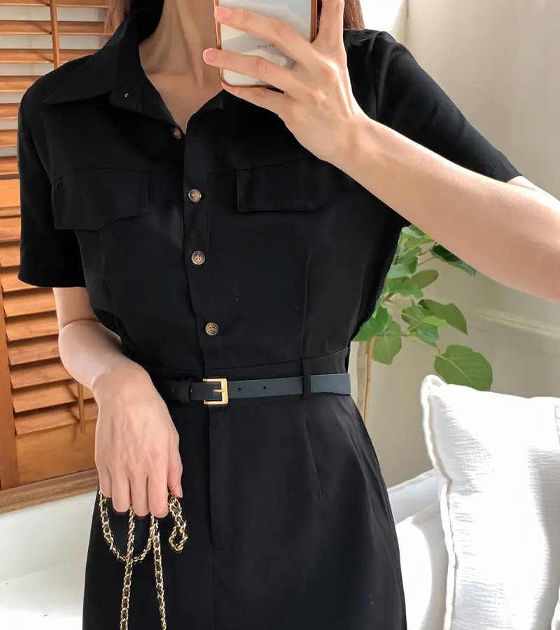 레트로 무드 끈 장식 원피스 (허리끈 포함) 상세 이미지 19