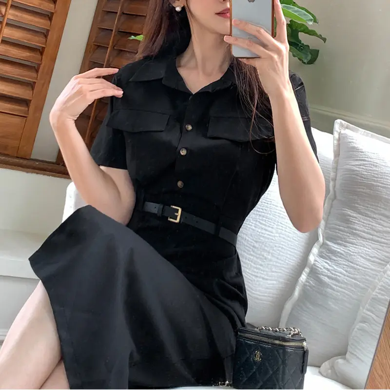 레트로 무드 끈 장식 원피스 (허리끈 포함) 상세 이미지 20