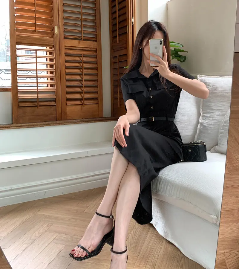레트로 무드 끈 장식 원피스 (허리끈 포함) 상세 이미지 23